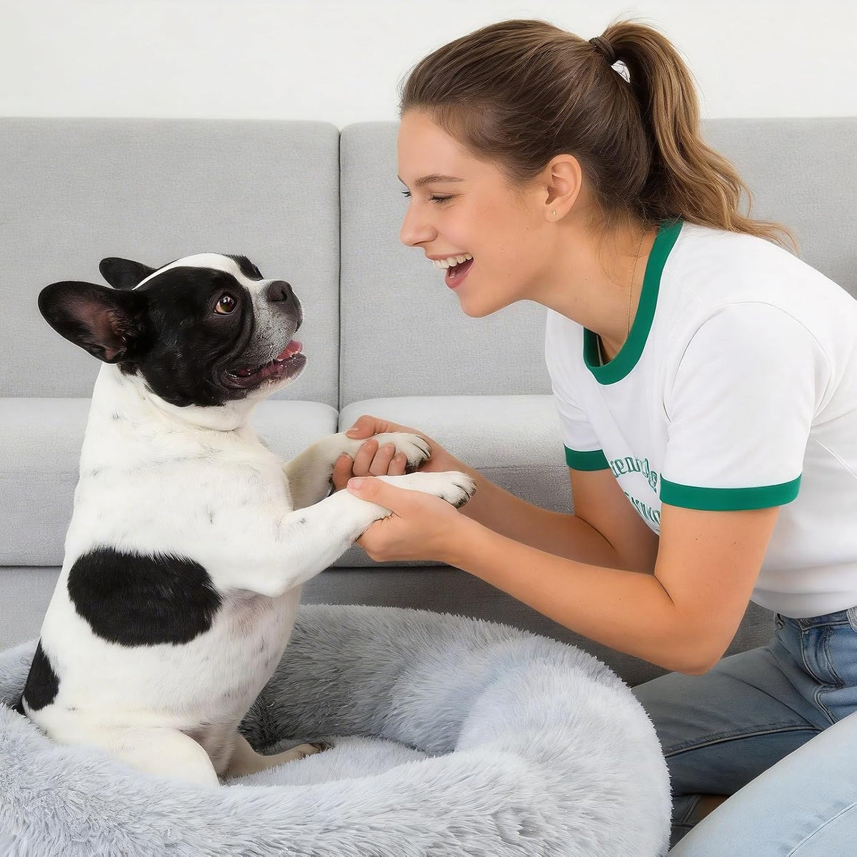 Dog Calming Beds for Medium Large Dogs Round Donut Washable Anxiety Dog Bed