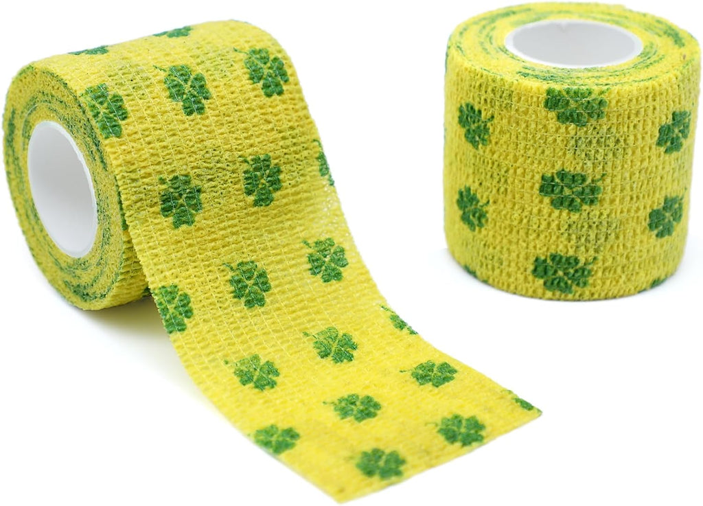 Self Adhesive Bandage Wrap Animal Cohesive Bandage Self Adherent Wrap First Aid Tape for Dogs Cats Horses Birds & Wrist Healing Ankle Sprain (2 Inch Ye Paw Set 6 Rolls)