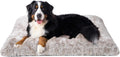 EHEYCIGA Fluffy Dog Crate Bed, Plush Extra Large Plus Dog Pillow, Brown