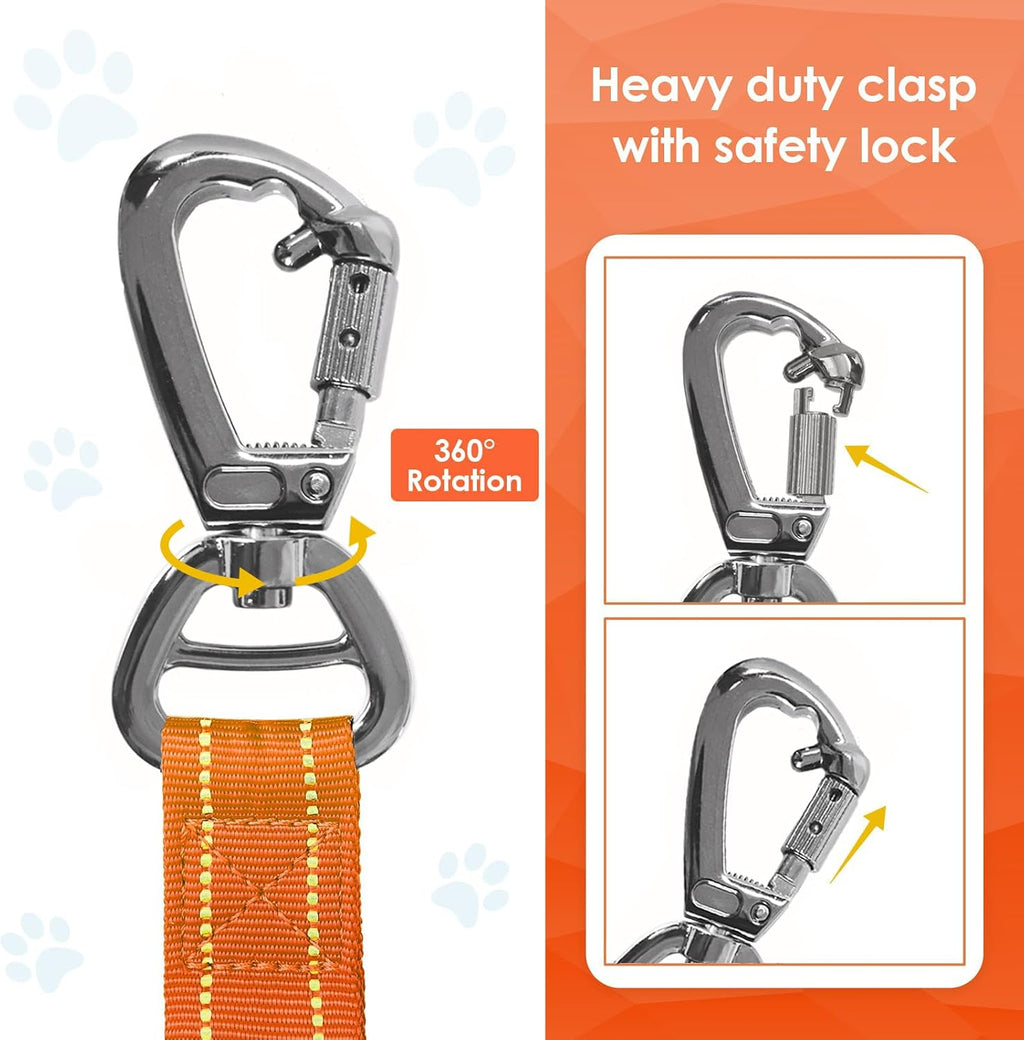 AUBELL Tactical Dog Leash Heavy Duty,4-6ft No Pull Bungee Leash,Orange