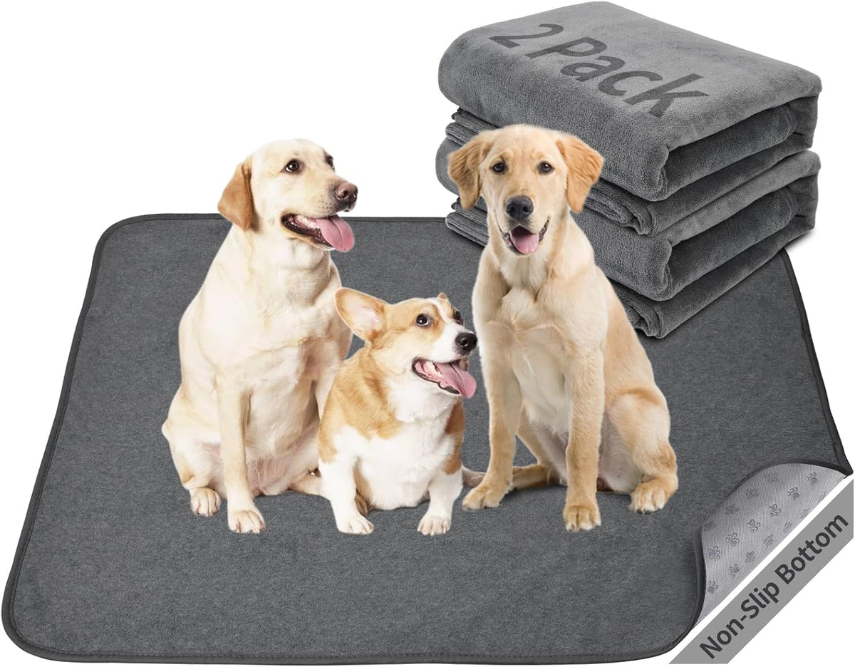 Washable Pee Pads for Dogs: 2 Pack Waterproof Whelping Pads, 16x24 | Reusable Puppy Pads with Non-Slip Bottom, Absorbent, for Potty Training, Playpen, Crate