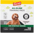 Glad for Pets Black Charcoal Puppy Pads, Large, 150 Count | Super-absorbent, disposable pads for potty training, crate training, and indoor use, 23 x 23 in