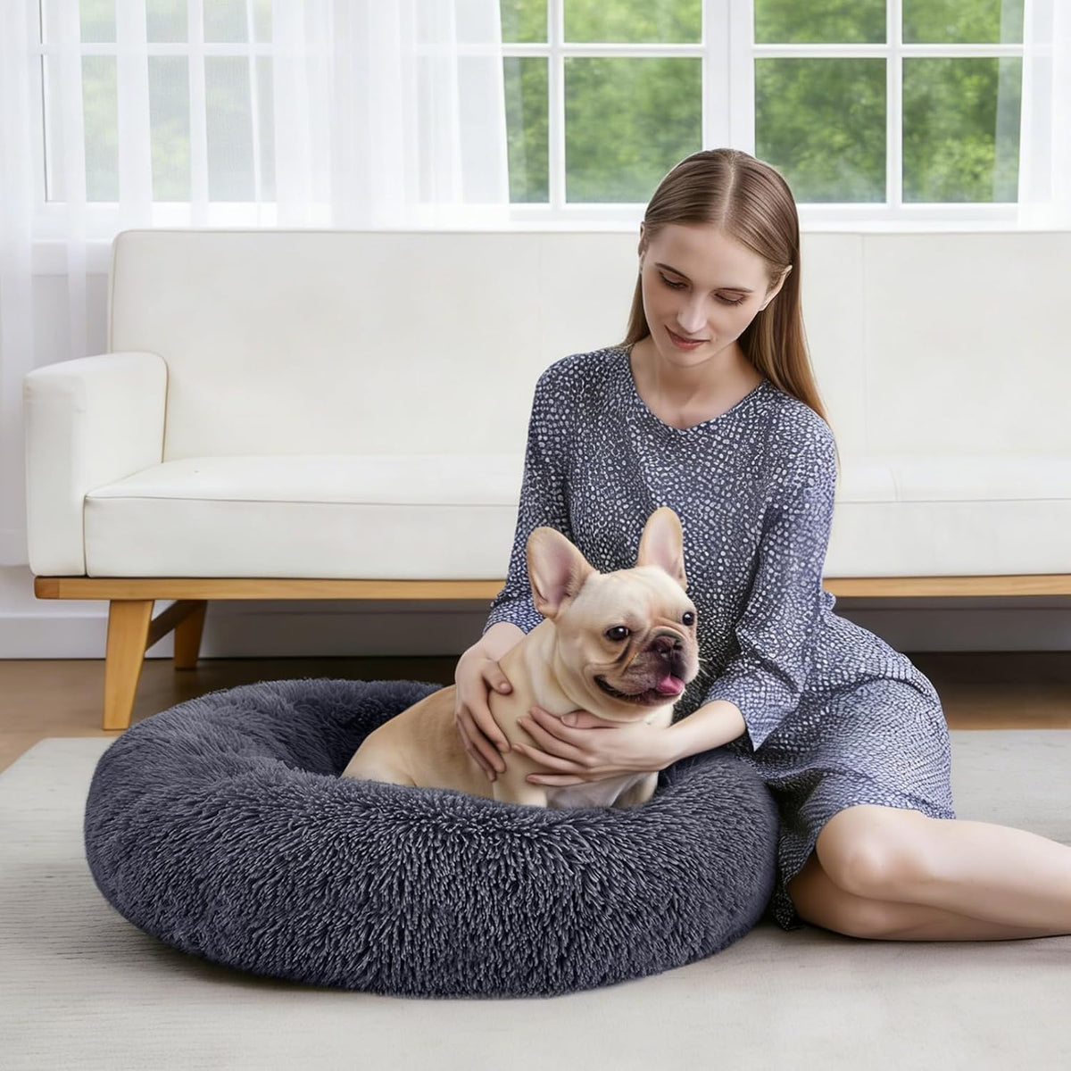 MIXJOY Orthopedic Dog Bed Comfortable Donut Cuddler Round Pet Beds Ultra Soft Washable Dog and Cat Cushion Bed (30'', Dark Gray)