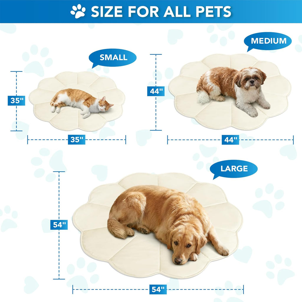 PetAmi Dog Cooling Mat Reversible Fleece Blanket for Pet Cat, M 44X44 Beige