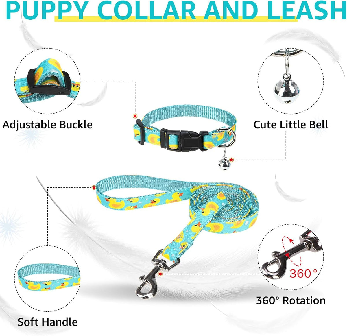 SCENEREAL Small Dog Harness Collar and Leash Set,Cute Puppy Harness No Pull