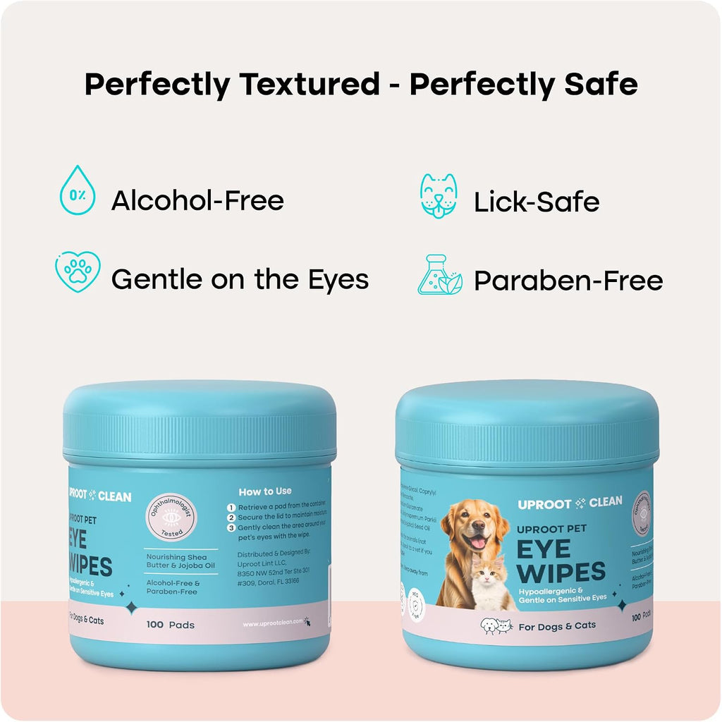 Uproot Clean Cat & Dog Eye Wipes: Hypoallergenic Eye Wipes for Dogs, 100ct.