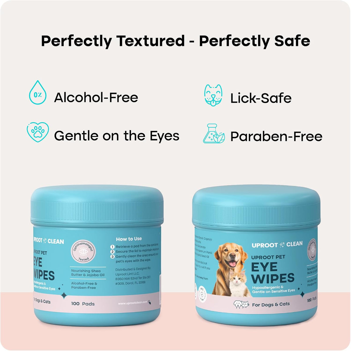 Uproot Clean Cat & Dog Eye Wipes: Hypoallergenic Eye Wipes for Dogs, 100ct.