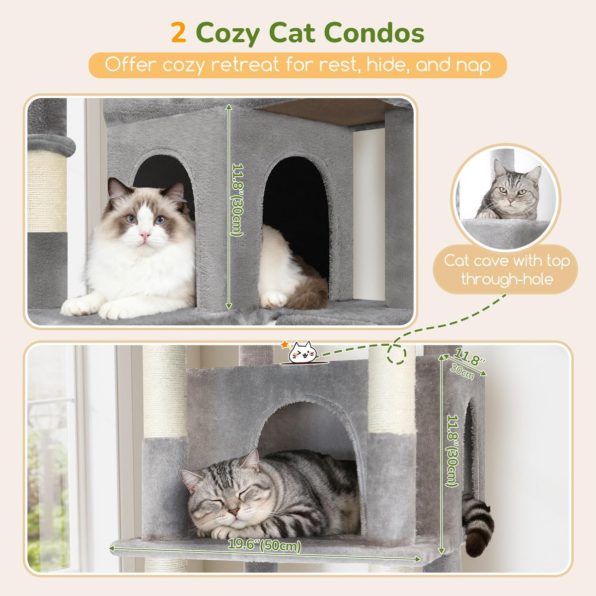 Globlazer 80in Extra Large Tall Corner Cat Tree Tower, S80G, Light Grey