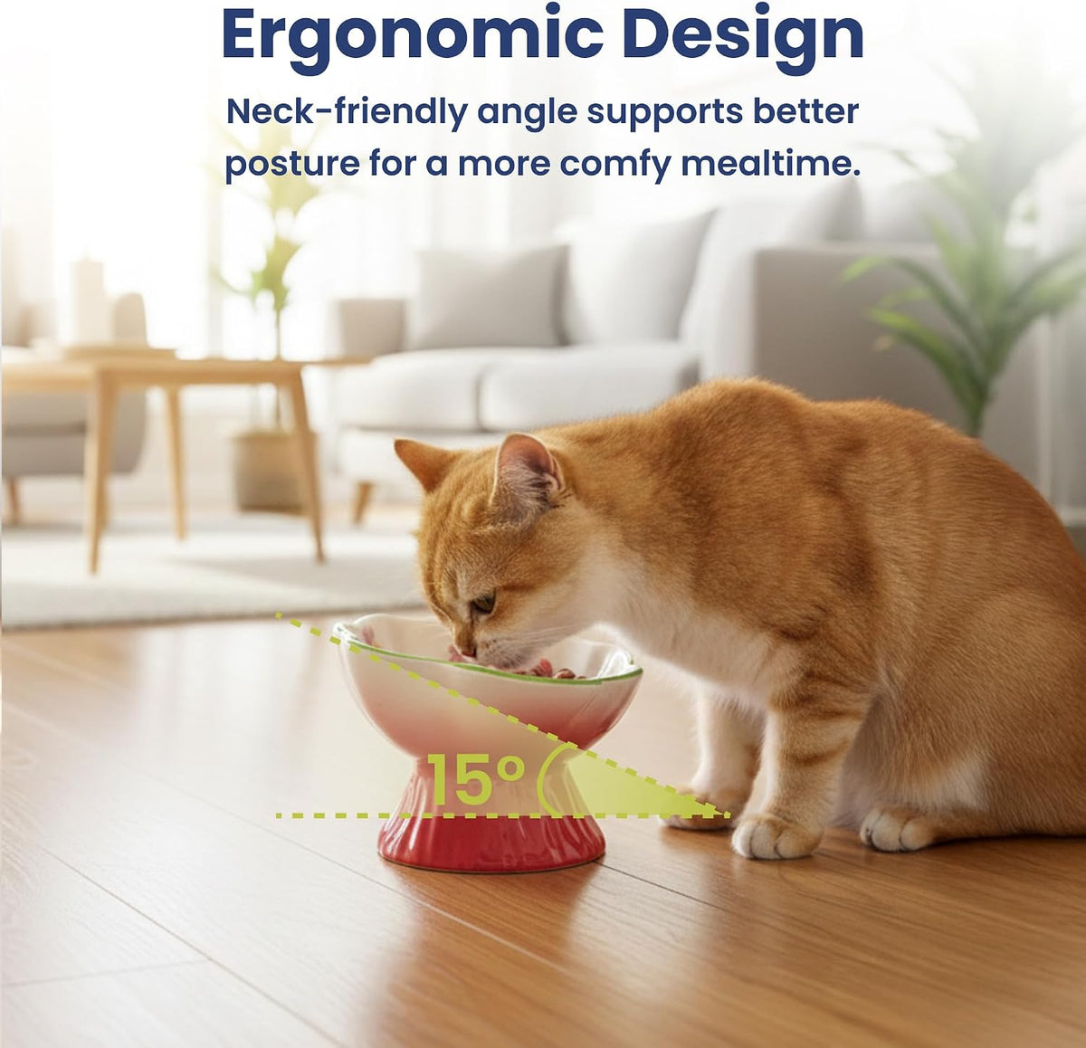 Elevated Cat Food Bowl with Strawberry Blooms by PawsPik