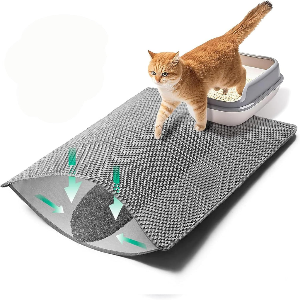 GRELY Cat Litter Mats- Extra Large XXL 47''X 36'',2 Layer Litter Box Mat for Indoor Cats,Rug for Pet Kitty,Litter Trapping Mats,Waterproof Urine Proof,Non-Slip