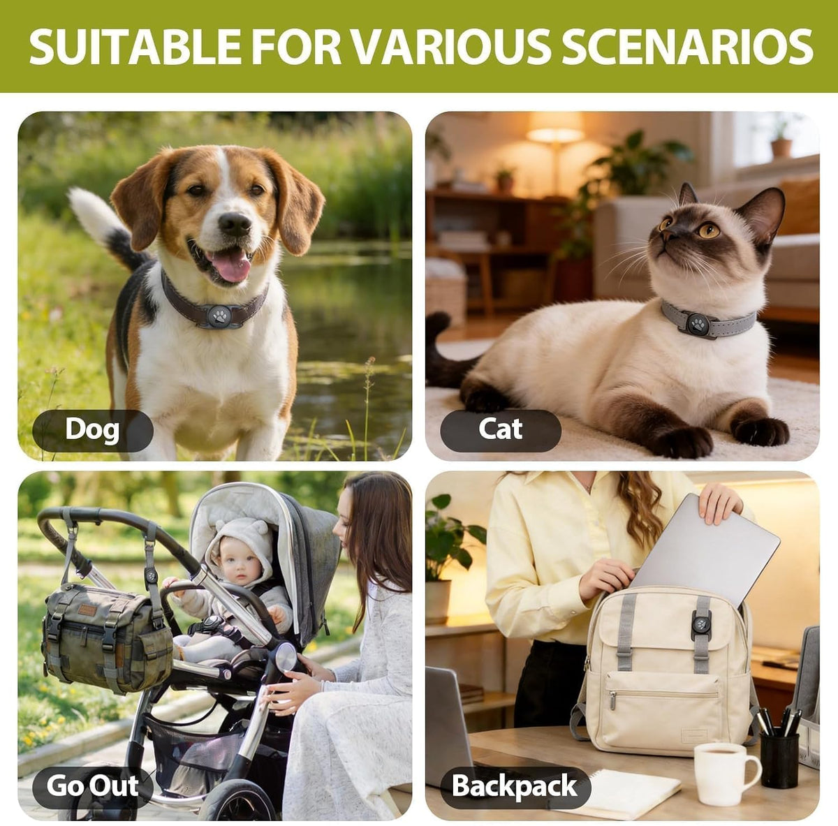 Linsaner Waterproof Dog Collar Holder for AirTag 1st & 2nd Gen, Clear