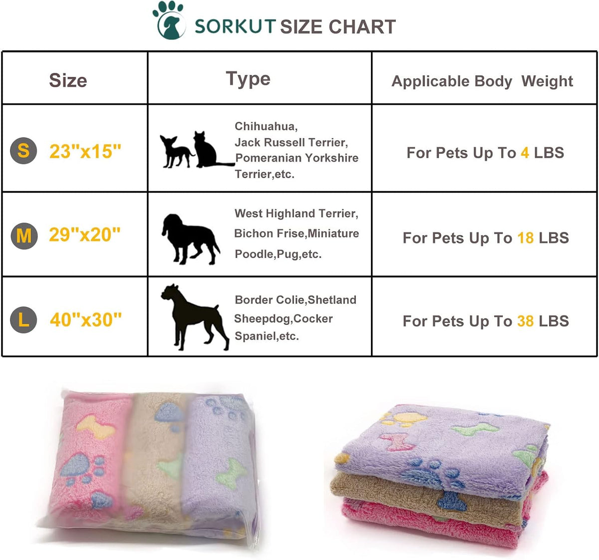1 Pack 3 Puppy Blankets Super Soft Warm Sleep Mat Bone Print Cute Blanket Fluffy Premium Fleece Pet Blanket Flannel Throw Dog Blankets for Small Dogs Puppy Cat,Small(23"x15")