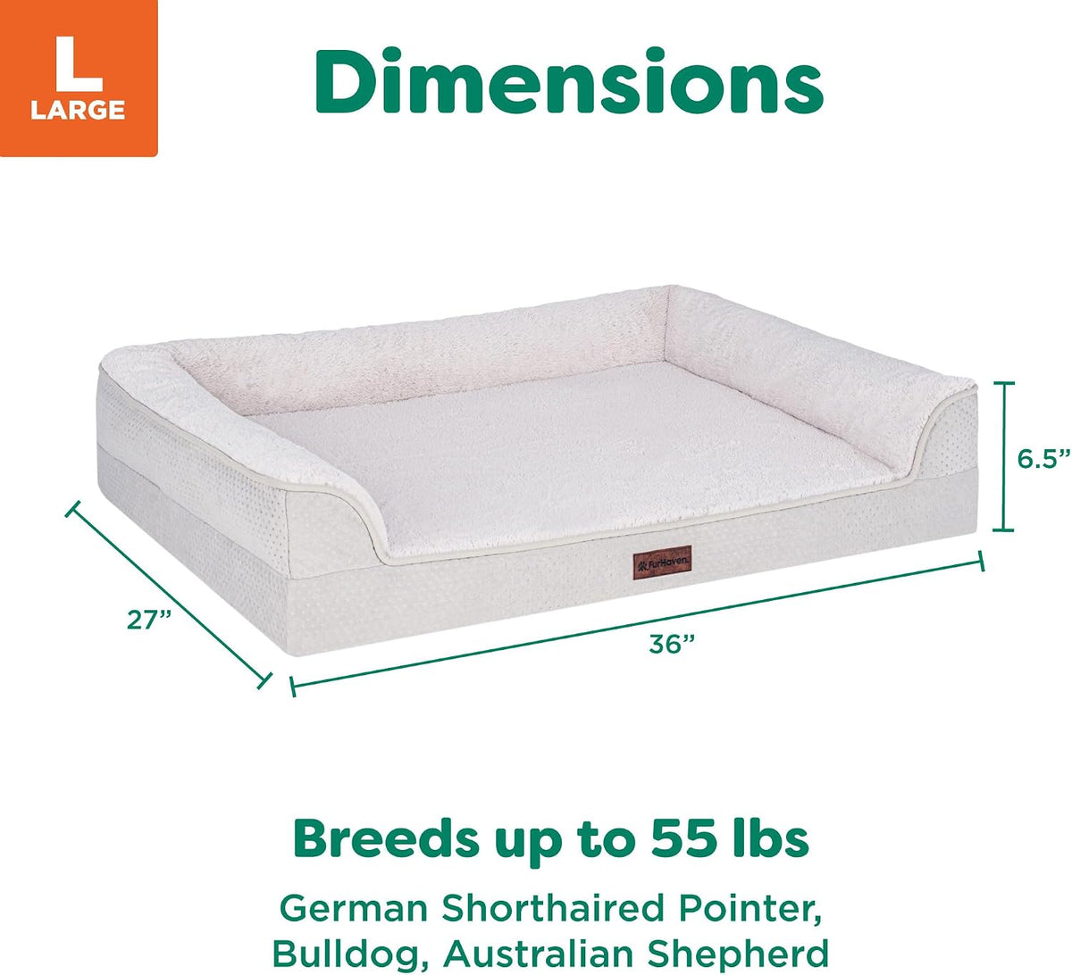 Furhaven Plush & Embossed Velvet Cooling Gel-Top Dreamer Sofa Pet Bed, Clay, Large