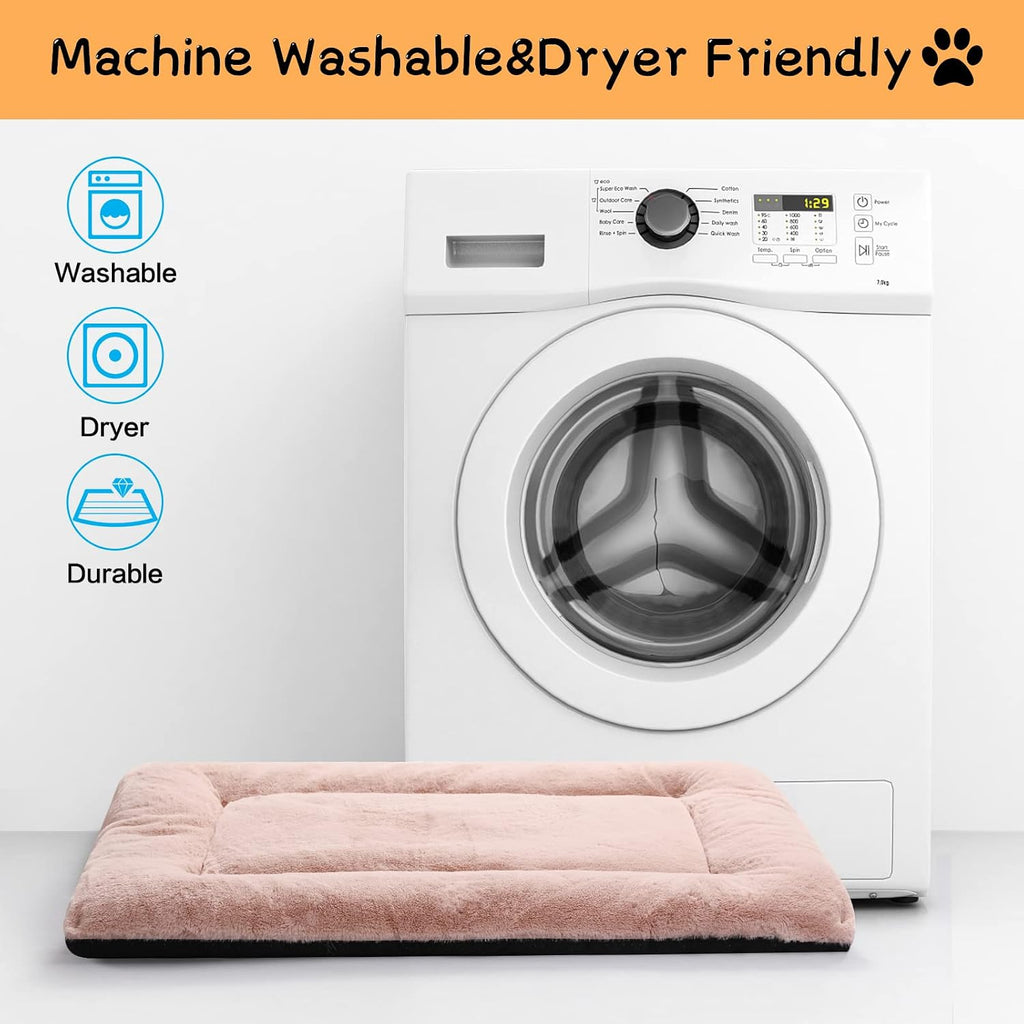 Dog Crate Pad Washable Dog Bed for Crate Large Cozy Mat 48-Inch Pink