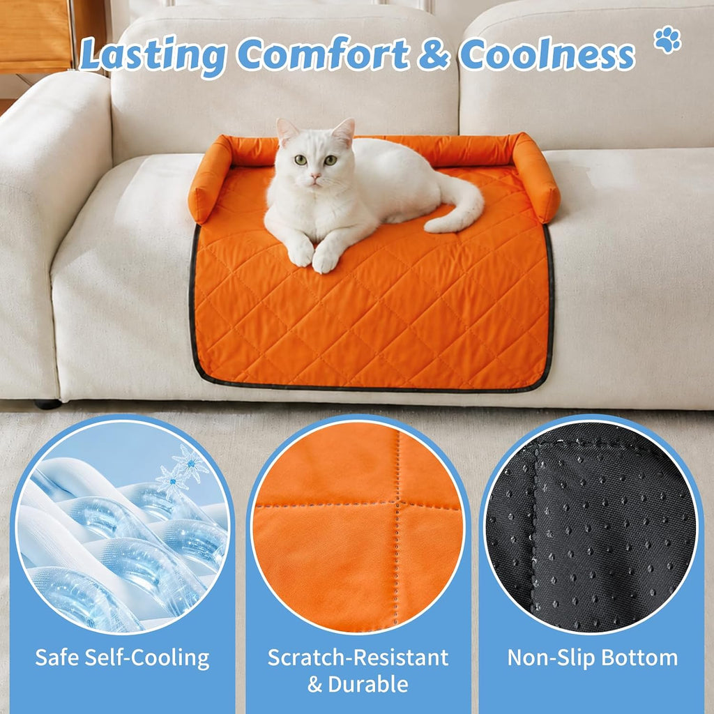 Cooling Dog Bed Mats with Neck & Head Support, 31.5 x 23.62 inch Orange