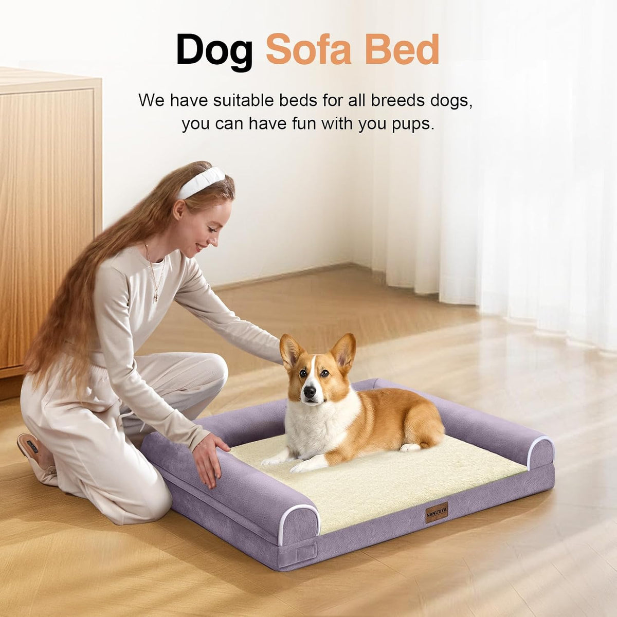 NANUYA Orthopedic Dog Bed for Small Dogs, 24 x 16 Inch, Purple