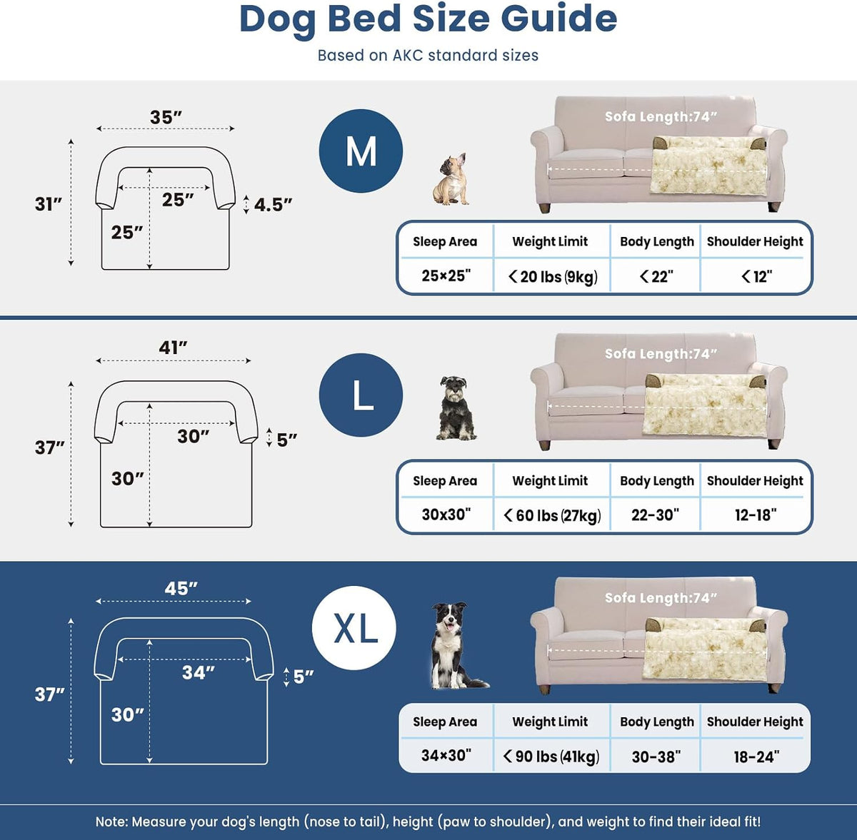 Calming Dog Bed for Couch with Tie-Dye Pattern, 45x37 Inch, Khaki