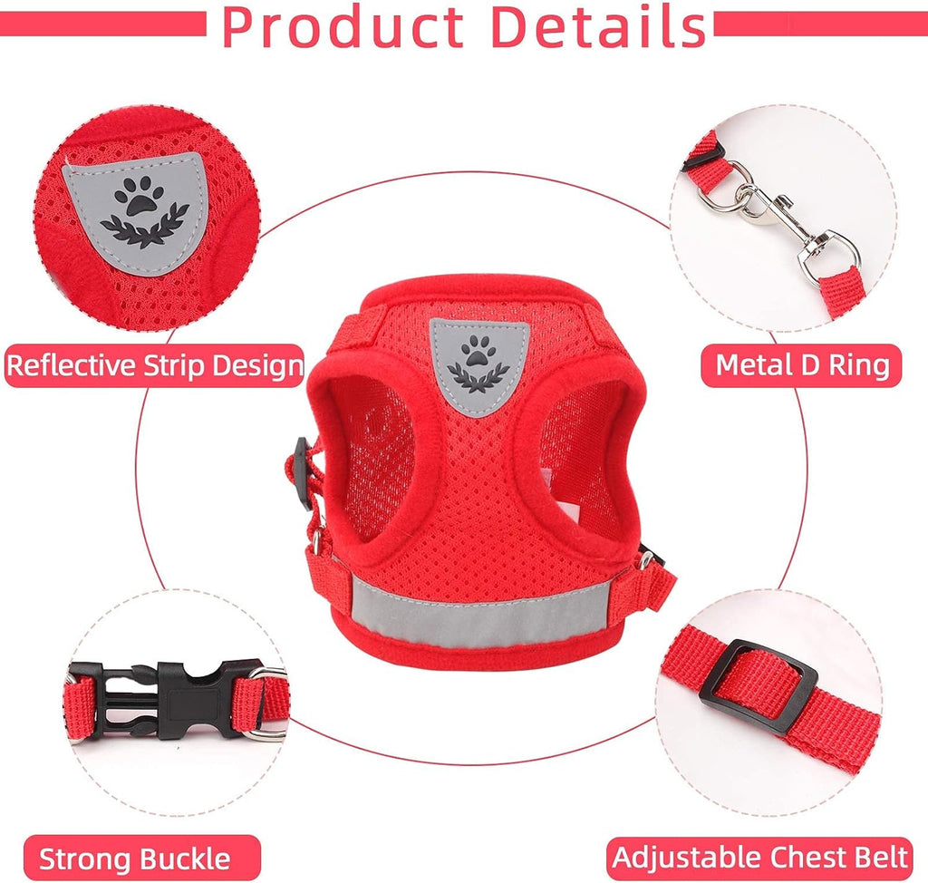 Cat Vest Harness and Leash Set, Escape Proof Kitten Harness Red M
