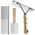 Undercoat Rake for Dogs, 3 Pack Pet Grooming Brush Set Long Tooth Rake Brush & Double-Sided Teech Comb & Stainless Steel Shedding Comb, Long Haired Pet Grooming Tool Set for Horse Large Dog Cat