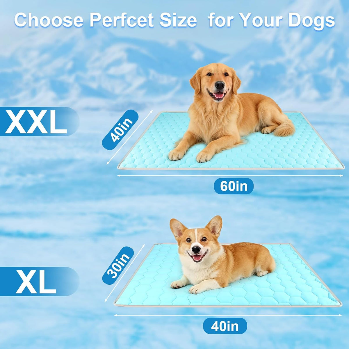 Vivifying Reversible Cooling Mat for Dogs, 40 x 30 in Ice Silk & Velvet