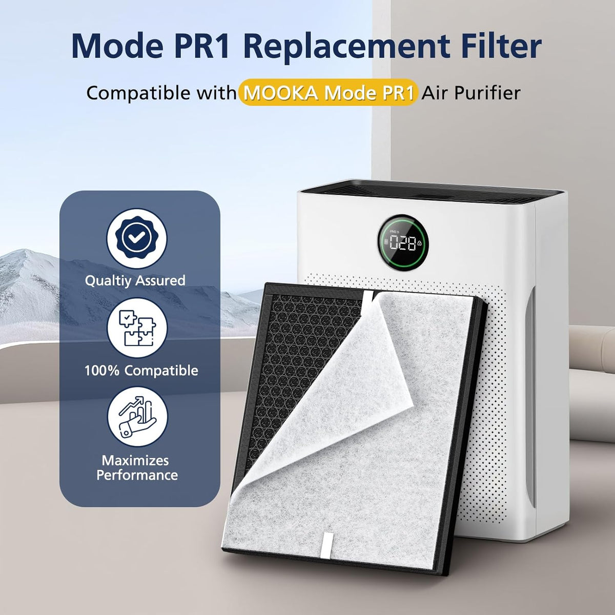 PR1 Replacement Filter for Mooka PR1 Air Purifier for Home Large Room