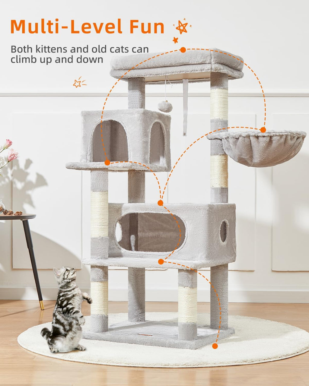 Taoqimiao Cat Tree, 49In Cat Tower for Indoor Cats Large Adult