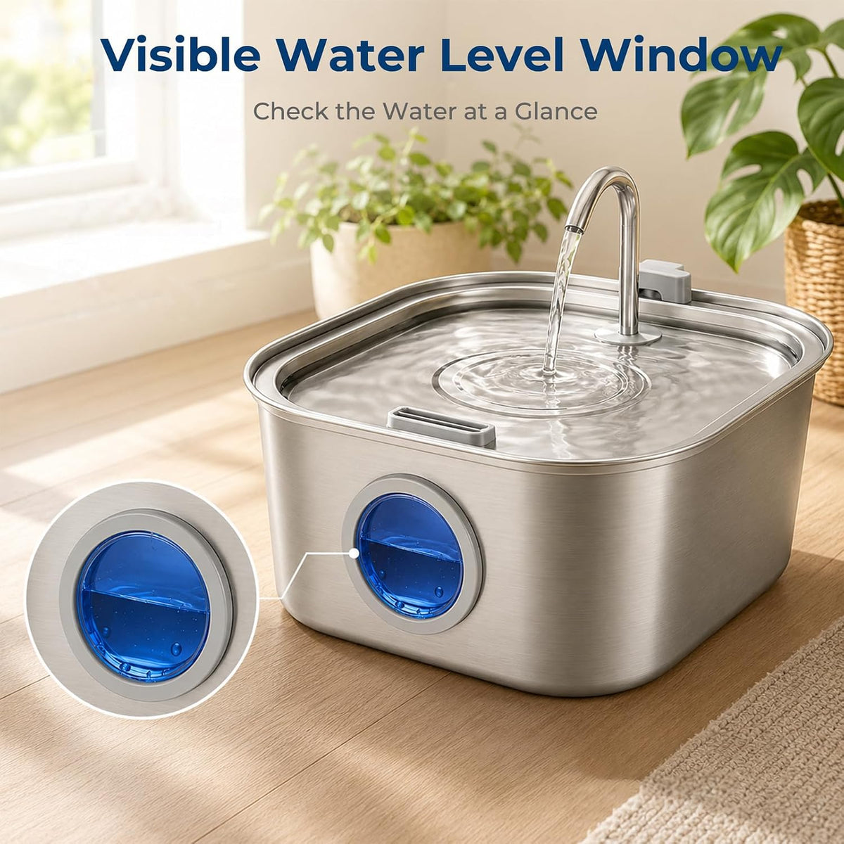 Dog Water Fountain for Large Dogs, 8L/270oz Stainless Steel Dog Bowl