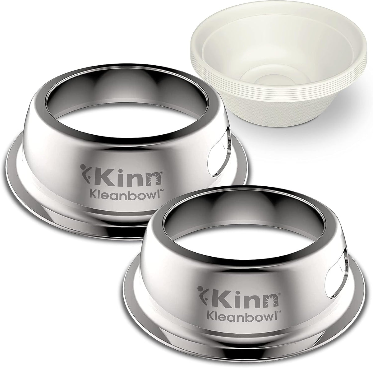 Kinn Kleanbowl Pet Bowl Stainless Steel Frame, 16 oz (Pack of 2) | Compostable Refills, Spill-Proof Stable, Disposable, Easy Cleaning, No Plastic 