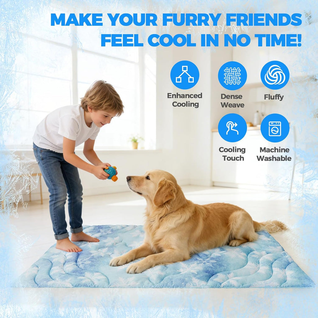 PAWCHIE Reversible Dog Bed Mat Dog Crate Pad,Washable Dog Sleeping Pad Mattress for Small to Large Dogs,Washable Pet Cooling&Warming Pad Blanket for Indoor Outdoor Floor,Car Seats,Sky Blue 36" x 23"