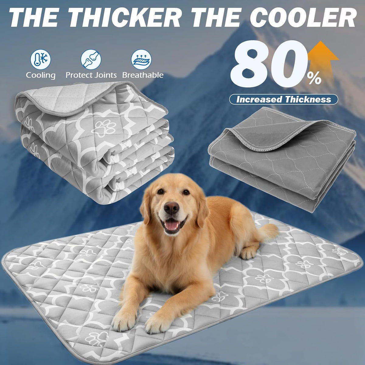 EXPAWLORER Dog Cooling Mat-28.3''*47.2'' Upgraded Extra Large Cooling Pad for Dog Dogs Cats Pets in Summer Keep Cool,Washable,Non-Slip Blanket for Grate Sofa Bed Outdoor(Gray)