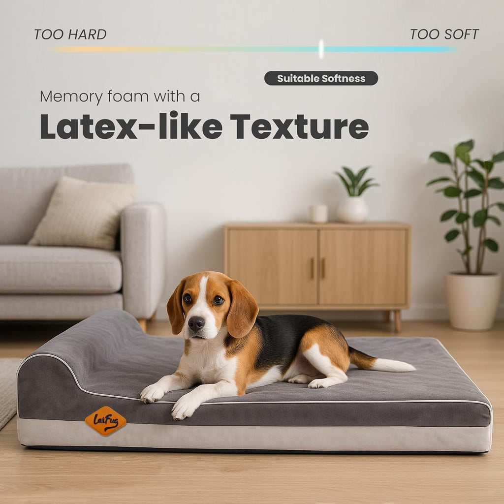 Laifug Orthopedic Dog Bed, Grey 34''x22''x5.5'', Memory Foam