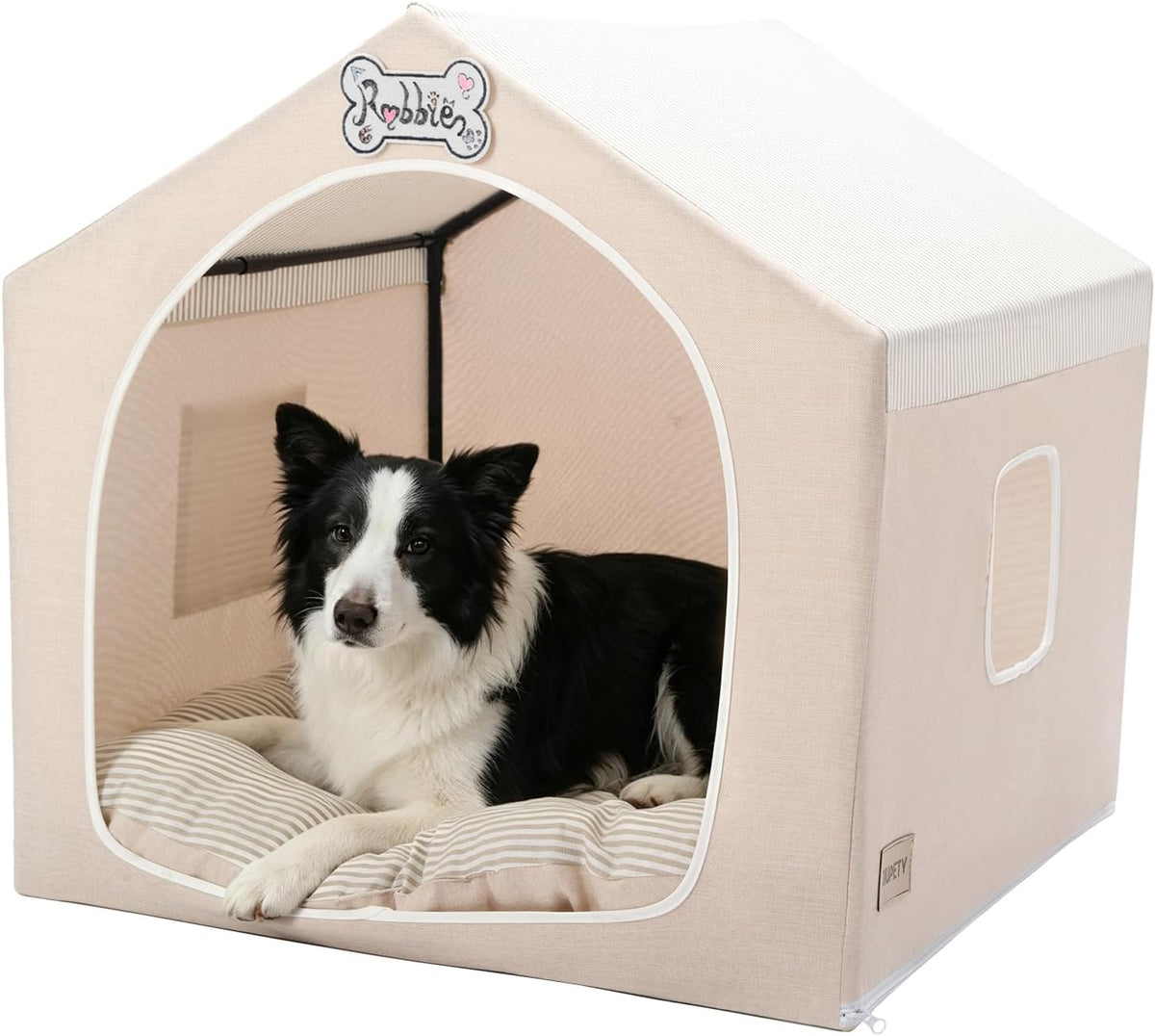 ndoor Dog House with Frame, Cute Dog Tent Bed with Cover Cave