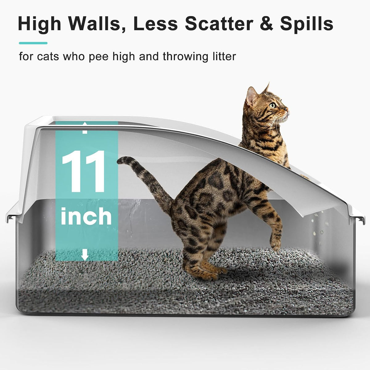 AIPERRO Stainless Steel Litter Box | XL Enclosed Cat Litter Boxes with Lid | High Sided Metal Litter Box for Big Cats | Anti-Urine Leakage | Non-Stick & Easy to Clean | Includes Litter Mat & Metal Scoop
