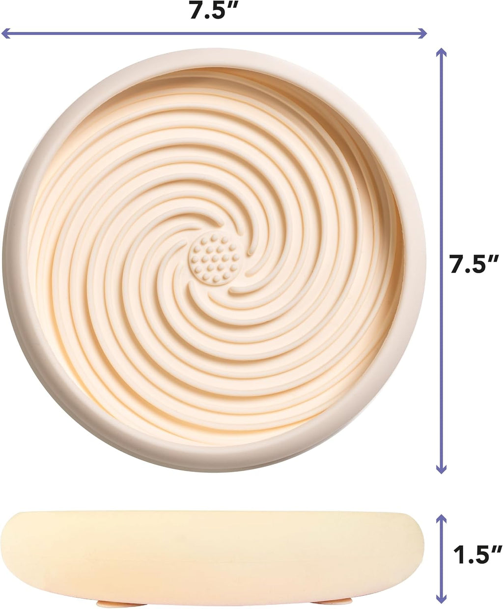 Large Lick Dish - Silicone Lick Mat + Slow Feeder for Cats & Dogs (Almond)