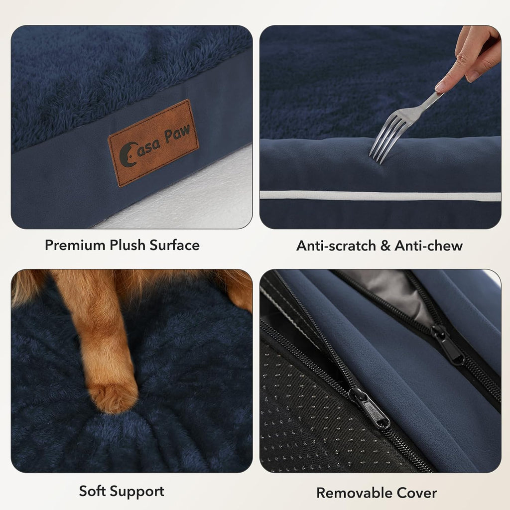 Waterproof Orthopedic Dog Bed for Medium Dogs, 35x22in, Navy Blue