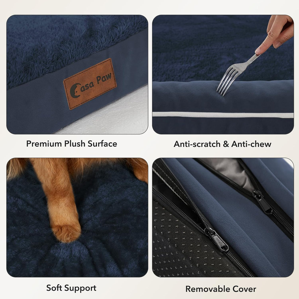 Waterproof Orthopedic Dog Bed for Medium Dogs, 35x22in, Navy Blue