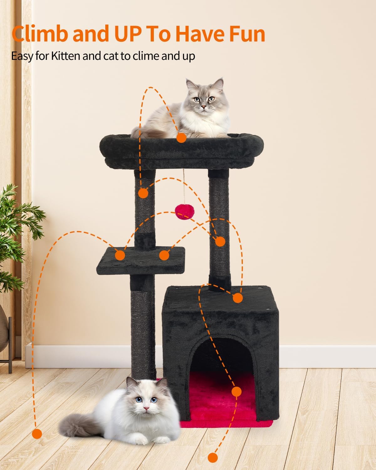 Cute Cat Tree Kitten Cat Tower Condo Cat Furniture Sisal Scratching Posts K