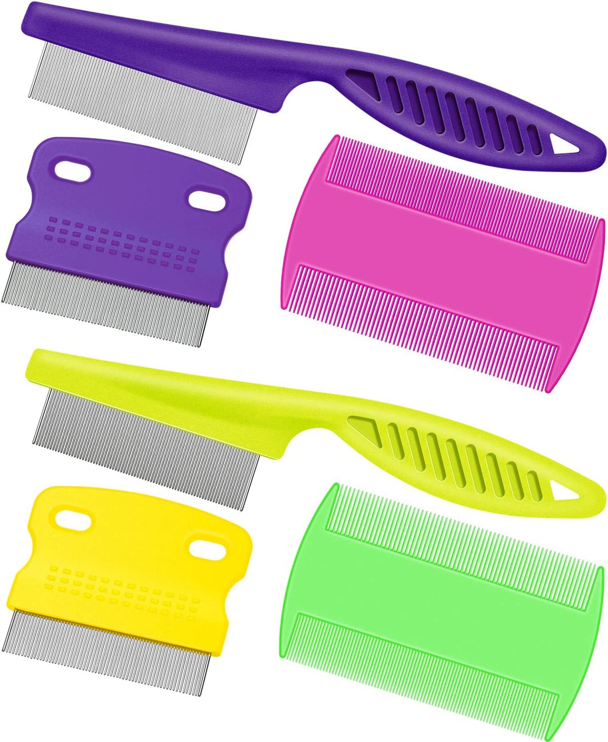 Boao 6 Pack Flea Comb Pet,Pink, Green, Purple, Yellow