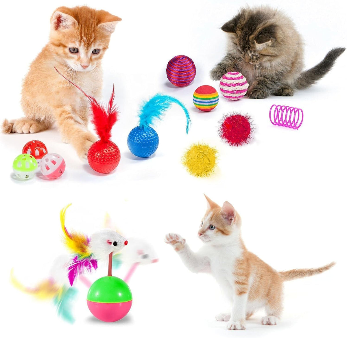 AILUKI 35PCS Cat Toys Variety Pack for Indoor Cats, Kitten Toys Cat Tunnel | Kitten Toys for Indoor Kittens Cat Toy Bundle Set with Feather Wand, Plush Mice, Crinkle Balls & Interactive Cat Toys Bundle