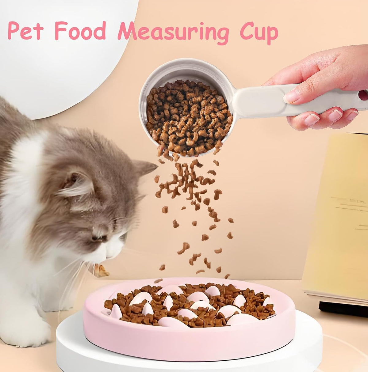 Joyinjojo Dog Food Scoop 1 Cup 1/2 Cup - Melamine Dog Food Measuring Cup, Pet Food Scoop for Dog Cat...Comfortable Long Handle for Easy to Scoop Food, White 1 Cup