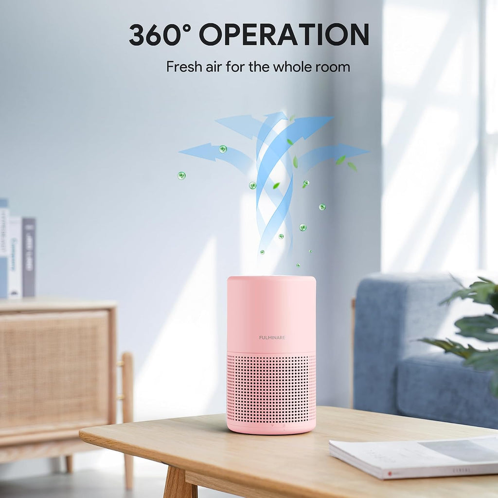 Air Purifiers for Bedroom, FULMINARE H13 True HEPA Filter (Pink 2 Pack)