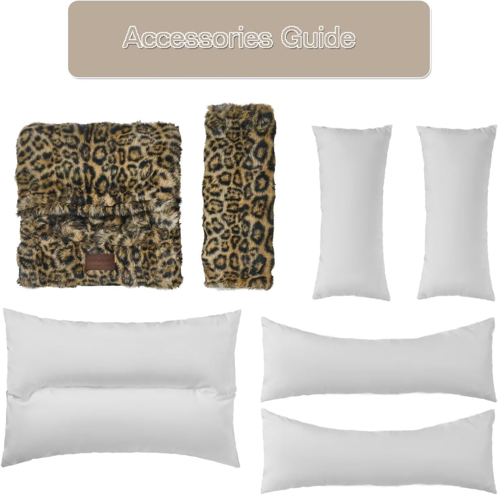 Washable Orthopedic Dog Bed,Rectangle Fleece & Luxury Pet Bed with Removable Zipper Cover & Anti-Slip Bottom,Suitable for Medium Large Dogs,30x25x7.5inches,Leopard Brown