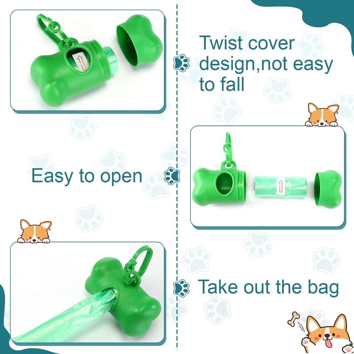 Zhehao 50 Pack Dog Poop Bag Holders for Leashes | Clip-on waste bag holders attach to leashes, belts, or pet gear for walks, travel, parks, homes, and pet businesses