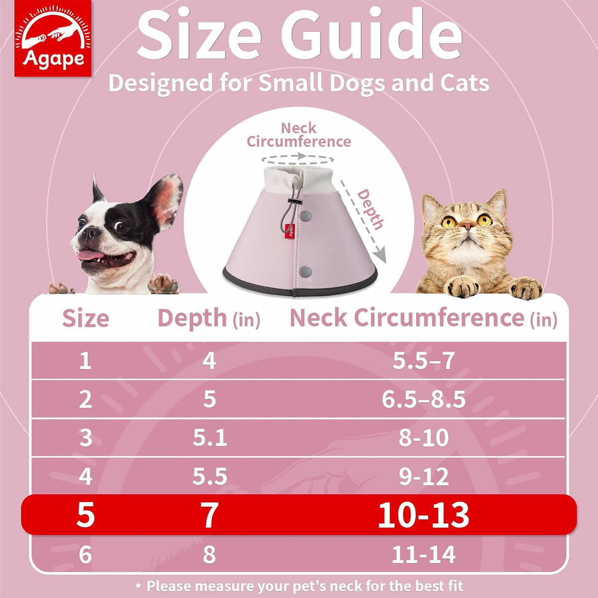 Agape Soft Dog Cone for Small Dogs & Cats, Recovery Collar to Stop Licking