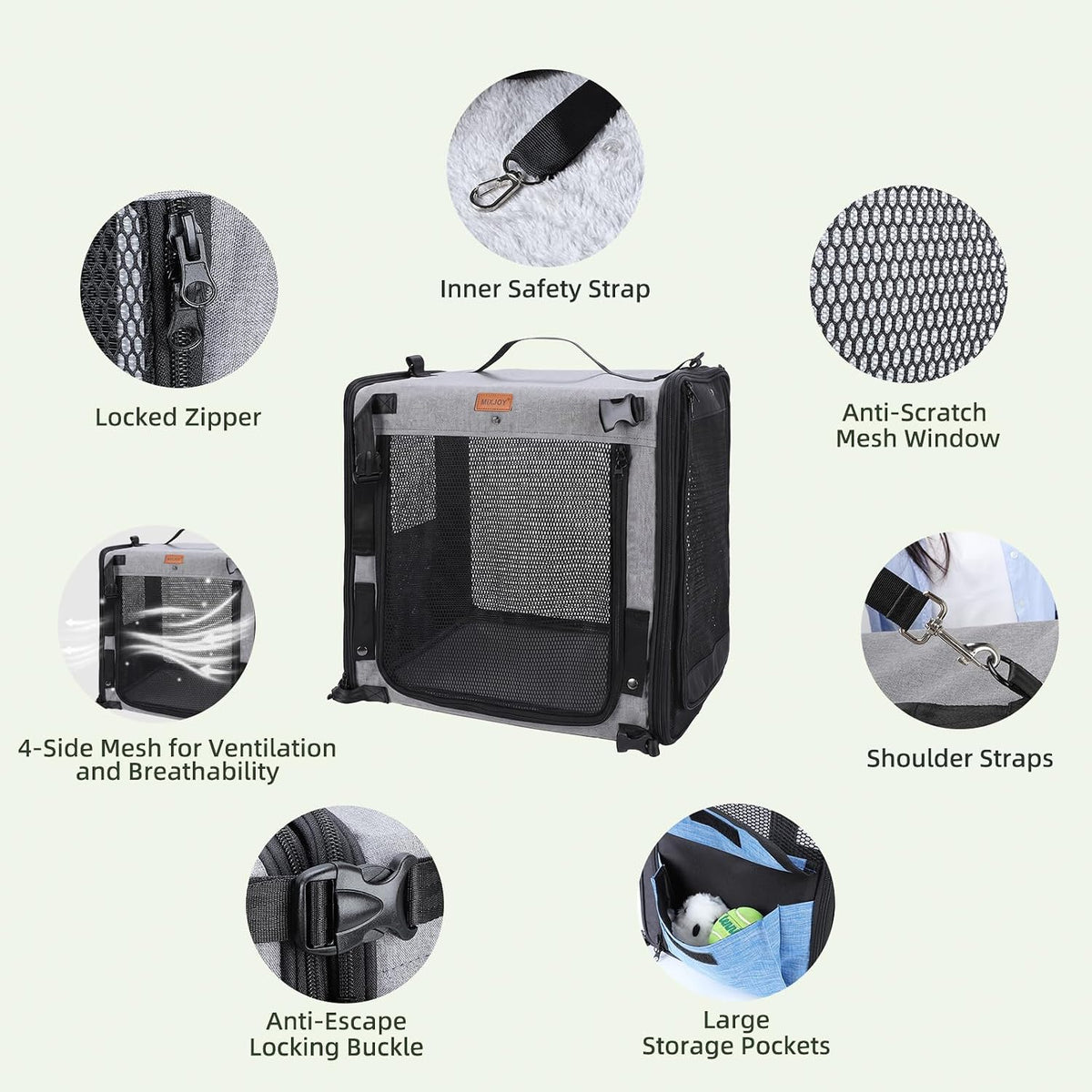 MIXJOY Large Cat Carrier for 2 Cats,2-in-1 Dual Cat Carrier with Litter Box