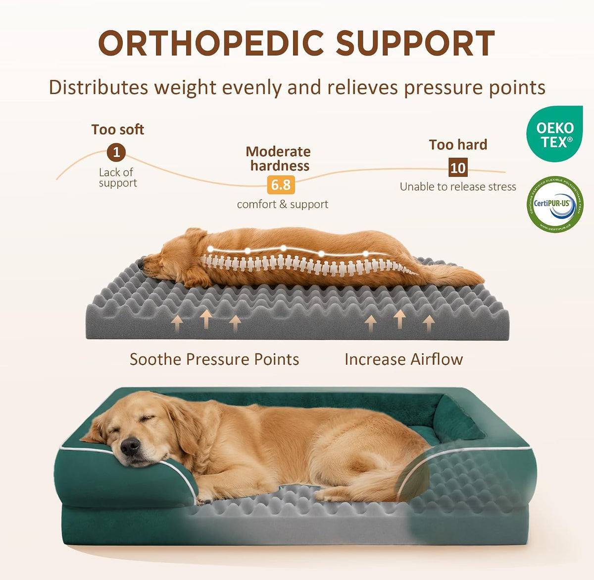 Comfort Expression Waterproof Orthopedic Dog Beds for Large Sized Dog