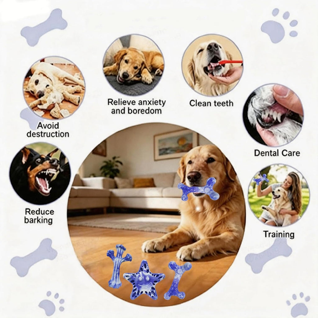 YINEYA Dog Toys for Aggressive Chewers, 3-Pack Tough Dog Chew Toys | Dog Teething Toy for Medium Large to Keep Them Busy, Indestructible Dog Toy Long Lasting, Purple, Beef Flavor