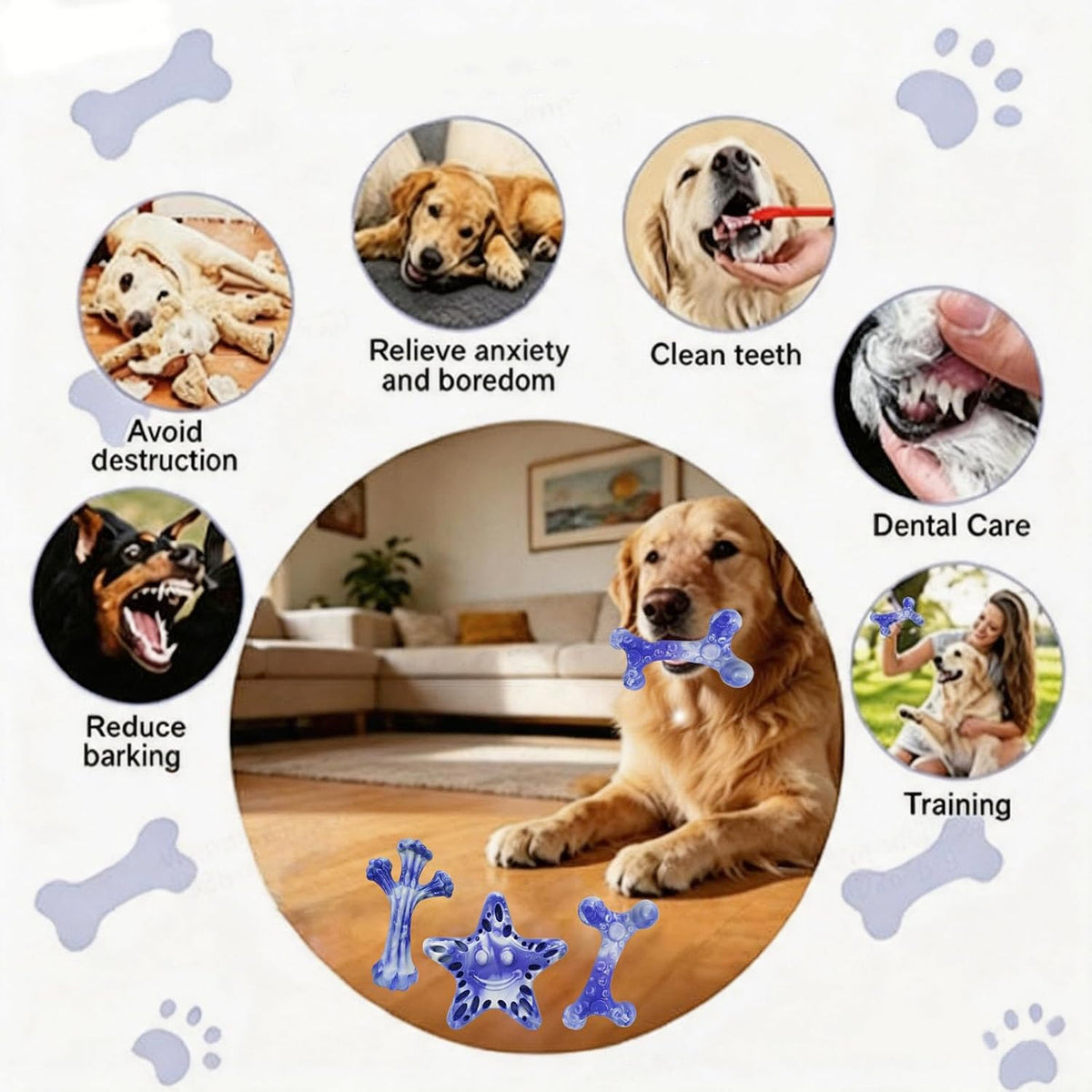YINEYA Dog Toys for Aggressive Chewers, 3-Pack Tough Dog Chew Toys | Dog Teething Toy for Medium Large to Keep Them Busy, Indestructible Dog Toy Long Lasting, Purple, Beef Flavor