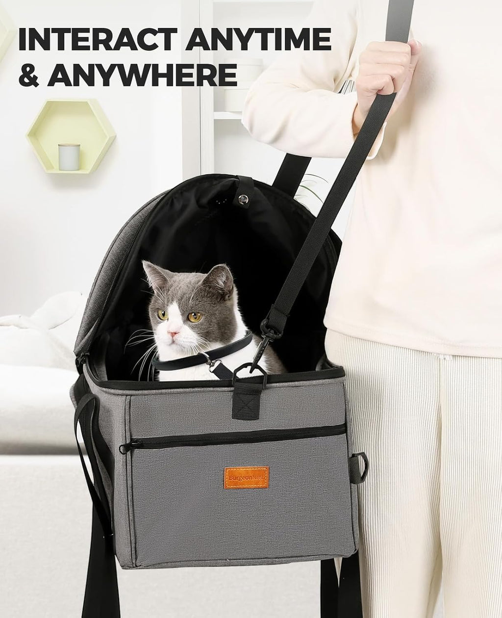 BurgeonNest Top-Expandable Cat Carrier with Semi-Open Canopy, Up to 25 lbs