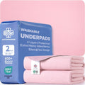 Accompagner Incontinence Bed Pads Washable Waterproof Underpads 36"x54" 2pc | 4-Layer Heavy-Absorbency Reusable Pee Pads for Adults, Kids, Elderly, Dogs, Bedridden, Bedwetting, Nursing, Sofa (Pink)